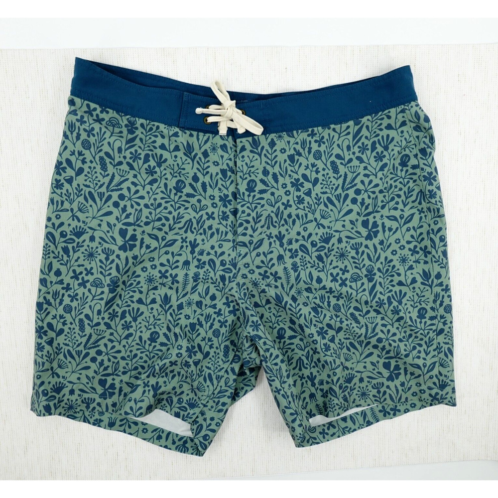 Taylor Stitch Bo Boardie Board Shorts Mens 32 Green Sea Floral Surf
